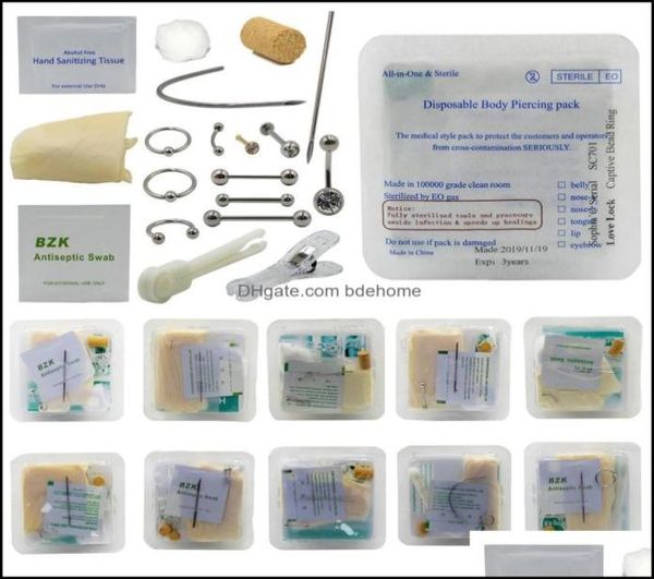 

nose rings studs body jewelry disposable piercing kit medical sterile pack for ear nipple belly navel septum piercer tool hine4982271, Silver