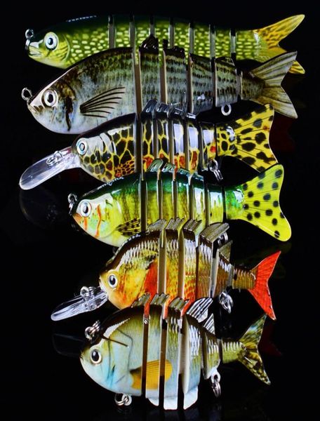 

6pcsset 1x 81x6 sections fishing lure 6 8 fish hook swimbait bait artificial bass baits4656865