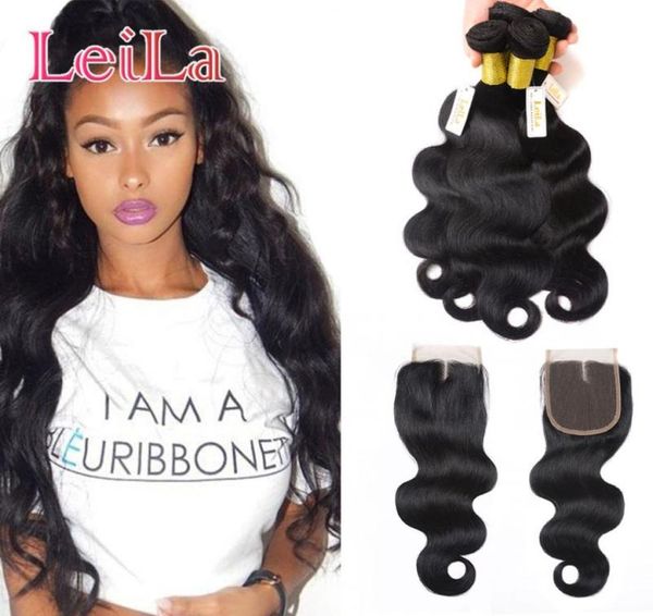 

brazilian hair 3 bundles with lace closure 4pieces unprocessed human hair remy hair weaves body wavy buy bundels get closure8028969, Black;brown