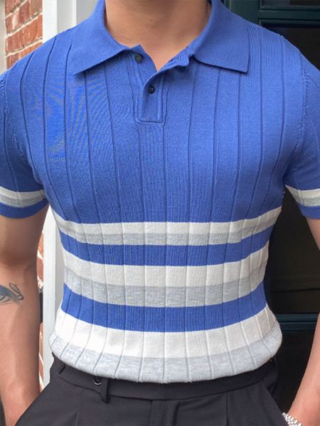 

men's polos color block polo shirt short sleeve knit button shirts regular fit tshirt 230718, White;black