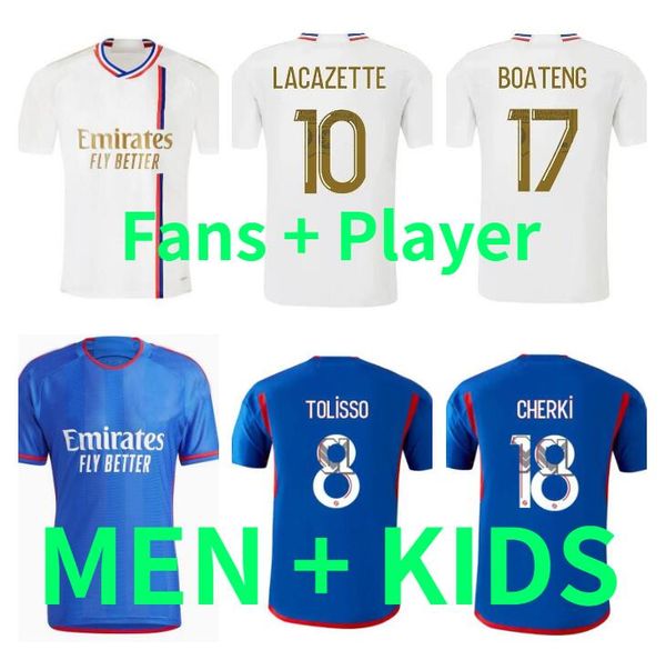 

fans player 23 24 maillot lyon soccer jerseys 2023 2024 toko ekambi cherki aouar home third away dembele tagliafico tolisso tete fourth foot, Black;yellow