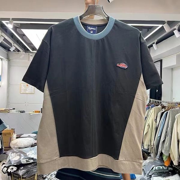 

men s t shirts heavy color splicing round necked short sleeved t shirt 230719, White;black