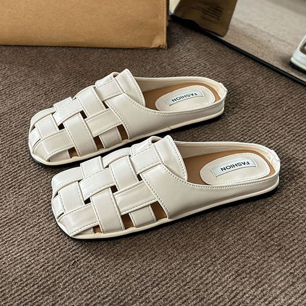 

slippers 2023 summer flats casual mule shoes fashion slingbacks sandals beach slides dress flip flops lady zapatillas 230718, Black