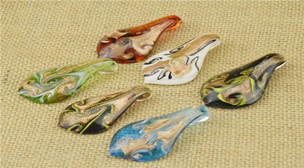 

2016 glass pendants necklace gold dust murano glass jewelry leaf shaped lampwork glaze pendant fit diy craft jewelry29951777236927, Silver