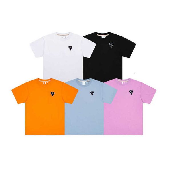 

2023 mens designers paris amis t shirt tone-on-tone love embroidery fashion street casual joker 100% pure cotton for men and women, White;black