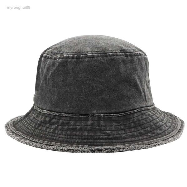 

new raw edge washed bucket hat casual solid color foldable basin outdoor travel sun female zr52 zr52, Blue;gray