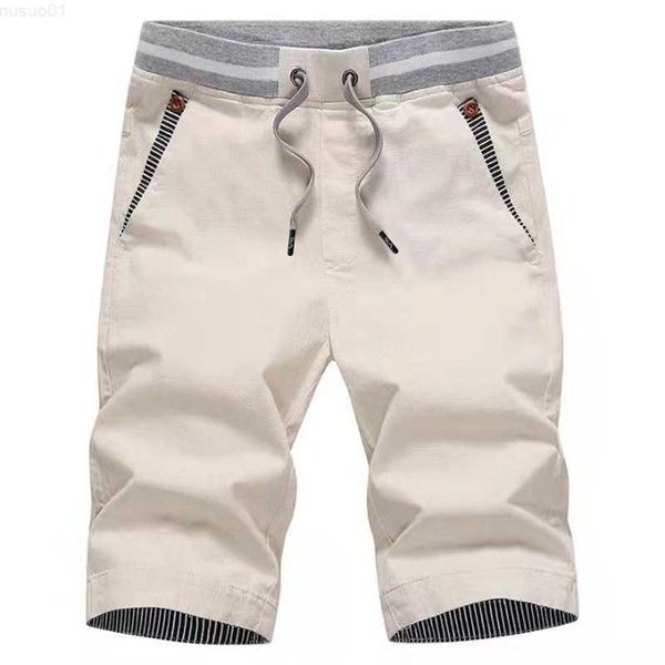 

men's shorts asian size man fashion patchwork mid length knee pants 2023 summer new men's straight drstring khaki blue casual shor, White;black