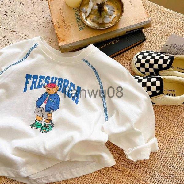 

t-shirts 2022 new cotton longsleeved printed tshirt boys and girls cute cartoon children's solid color soft casual longsleeved x0719, Blue