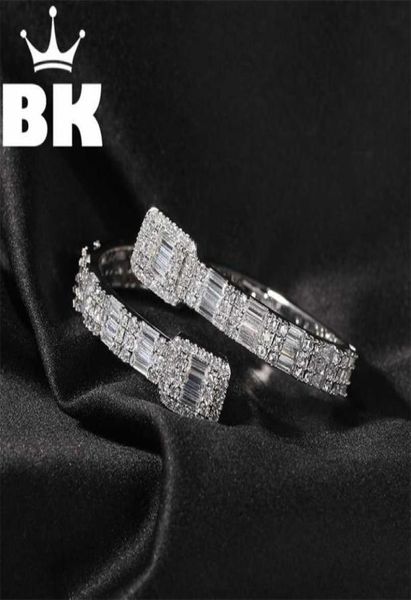 

bracelets link the bling king cz custom opened square zircon baguette iced out adjustable bracelet for men luxury drop 2201212928400, Black