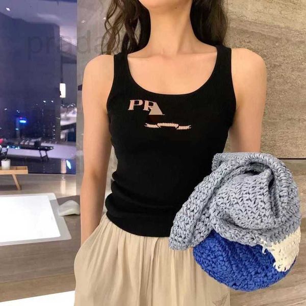 

women's tanks & camis designer 23ss spring/summer new contrast letter sleeveless knitted tank classic versatile piece bottom 9mo3, White