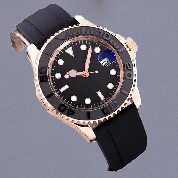 

mens watch luxury automatic mechanical stainless steel folded buckle strap sapphire glass ceramic bezel calendar display montre de luxe move, Slivery;brown