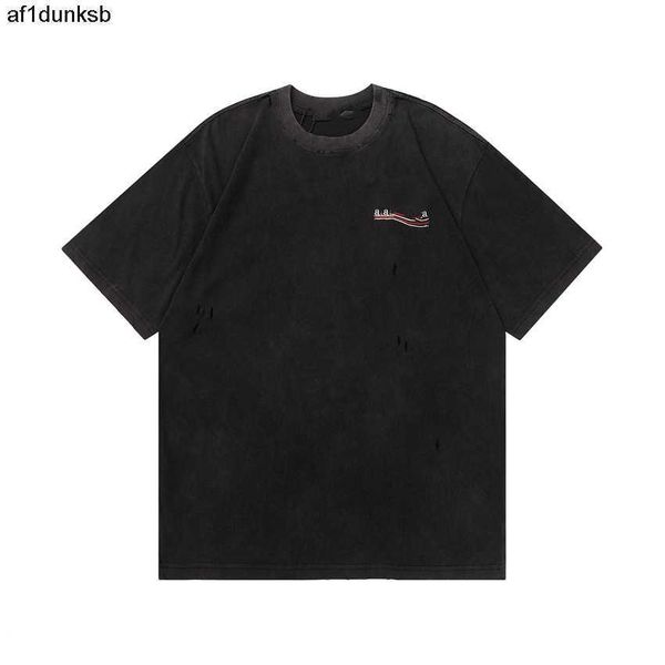 

couple balencaigaly printing balencigaly wrinkle men's casual t-shirts soft fashion resistant men letters t-shirt student new short cot, White;black