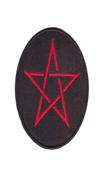 

red pentagram embroidered patch wicca witchcraft devil ironon black red satanic fabric sewing children cartoon patch1747440