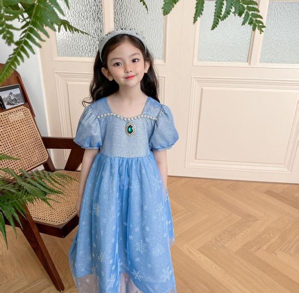 

kids girl039s dress summer cute girl lace snowflake princess party dresses children039s clothing8264228, Red;yellow
