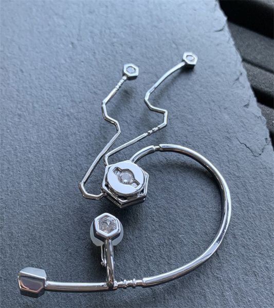 

hoop huggie original design cyberpunk hip hop ai sci fi computer link ear hook metal men women gothic trend fashion jewelry 230718, Golden;silver