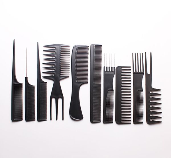 

10pcsset professional hair brush comb salon barber antistatic hair combs hairbrush hairdressing combs hair care styling tools3696395, Silver