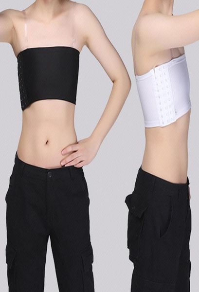 

tomboy bra underwear crop les lesbian slim chest breast binder buckle shape tank undershirt boob tube strapless bandeau2736119, Black;white