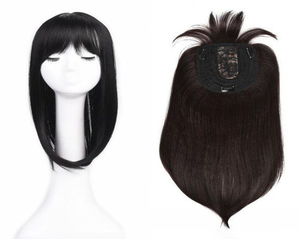 

sara ladies clip in straight hair piece with fringe straight hair extension replenish amount of hair clips women039s toupee hai2012133, Black;brown