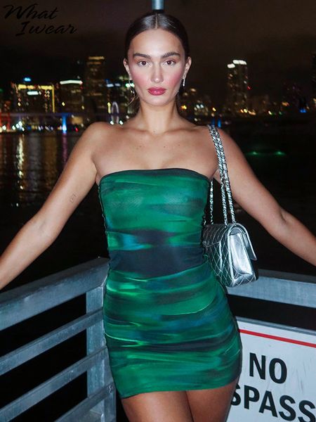 

basic casual dresses whatiwear women's green printed brassiere milk silk mini hip sleeveless design elegant summer backless evening dre, Black;gray