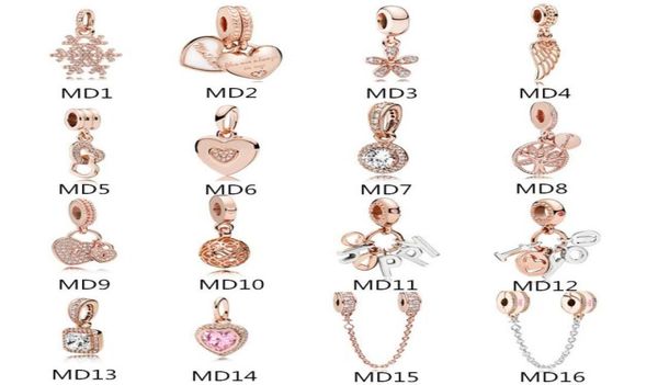 

anomokay sterling 925 silver mix style rose gold heart tree flower pendant fit bracelet s925 charm for diy jewelry q05314211799, Black
