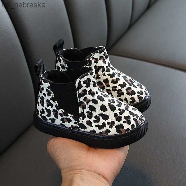 

fashion autumn spring leopard girls boots soft bottom children casual shoes little kids boys baby toddler print boots l230518, Black;grey