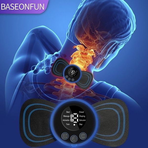

other massage items portable smart neck massager electric mini ems cervical pulse patch tens muscle stimulator shoulder back pain relief 230