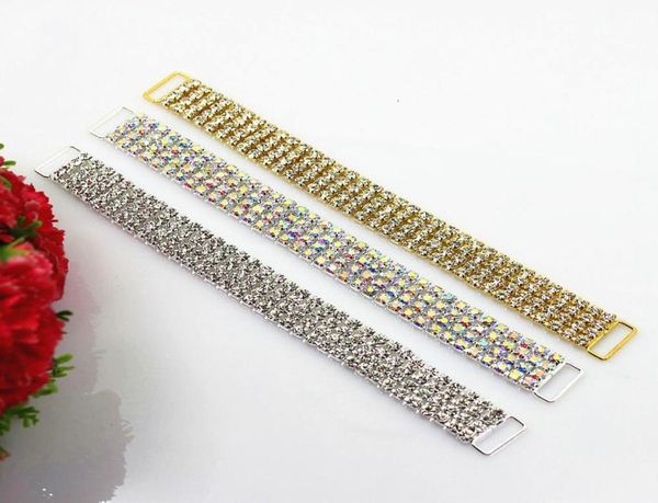 

cjsir 10pcs 4rows full crystal rhinestone bikini connectors buckle metal chain for swimming wear bikini decoration6405829, Black