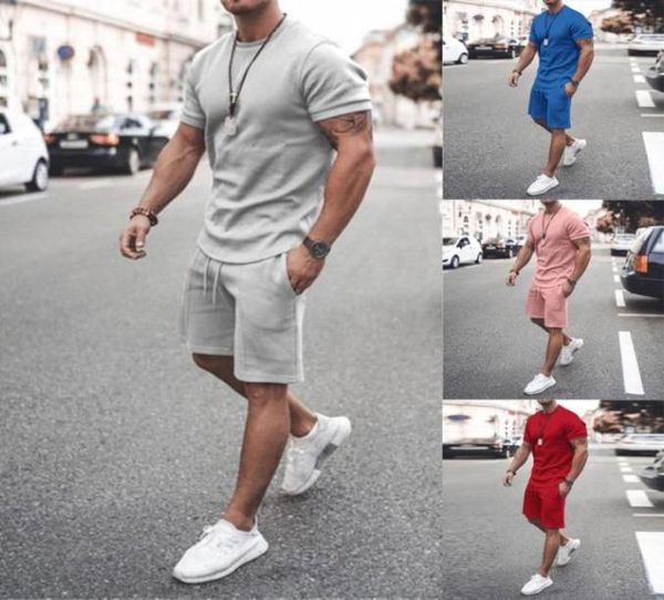 

men039s tracksuits casual oneck short sleeve tee shirts and fit sport shorts set5929490, Gray