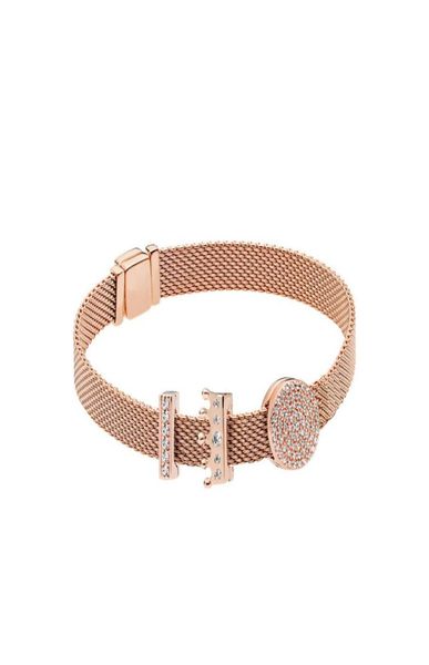 

whole925 sterling silver rose reflection logo charm crown eternal bracelet box5063757, Golden;silver