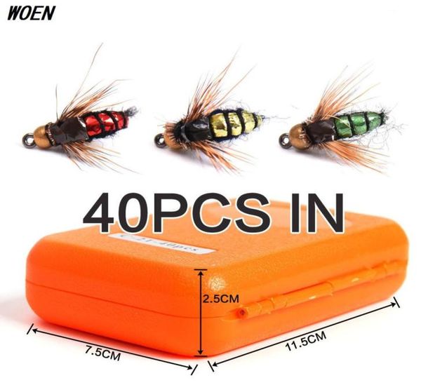 

woen high simulation flies lure fly hooks bionic fly fishing hook anchor 40 pcs box baits lures2438053