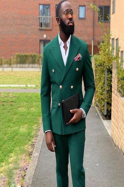 

dark green slim fit wedding men suits groom tuxedos double breasted bridegroom wear 2pcsjacketpants custume homme2668761, Black;gray