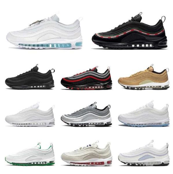 

97 cushion running shoes 97s men women triple black white gold sliver bullet sean wotherspoon satan jesus bred metallic og mens trainers out