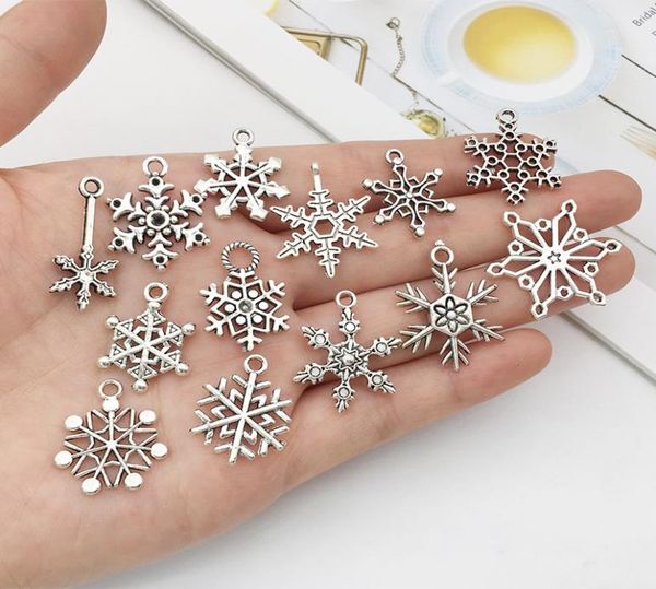 

mixed christmas snowflake charms pendants fit for necklace bracelet jewelry making diy handmade jewelry antique silver accessories1998893, Bronze;silver