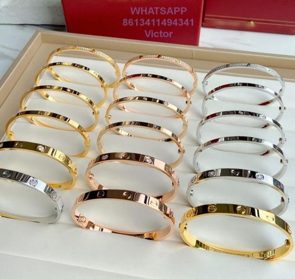 

love bangle narrow version bracelet gold plated au 750 18 k never fade 16 17 18 19 size with box official replica 723914, Black