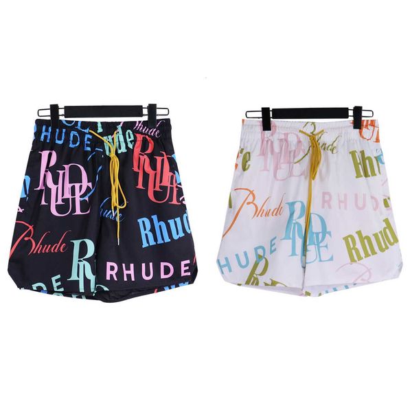 

rhude 2023ss spring/summer new american high street fashion brand personalized print men's loose relaxed sports shorts, White;black