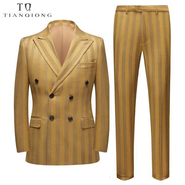 

men's suits blazers tian qiong men's casual suit men's wedding dresses large size single-breasted yellow striped men's f, White;black