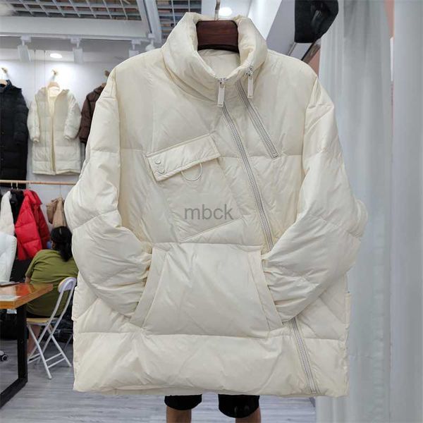 

women's down parkas women's white duck down jacket new stand collar loose jacket winter long sleeve solid color casual clothes hkd, Black