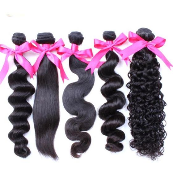 

brazilian virgin hair weft body wave silky straight indian malaysian peruvian hair extensions mink deep curly remy human hair7780488, Black