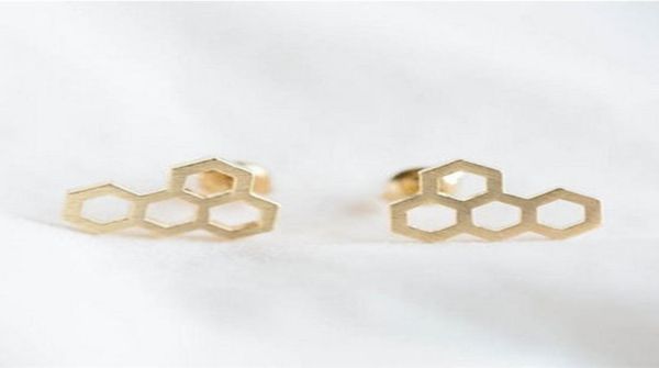 

fashion honeycomb stud earrings whole 18k gold plated earrings3218008, Golden;silver