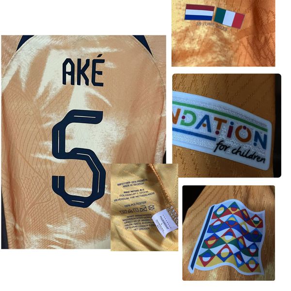 

american college football wear match worn nations league final ake f.de jong jersey weghorst dumfries virgil maillot player issue sports jer, Black