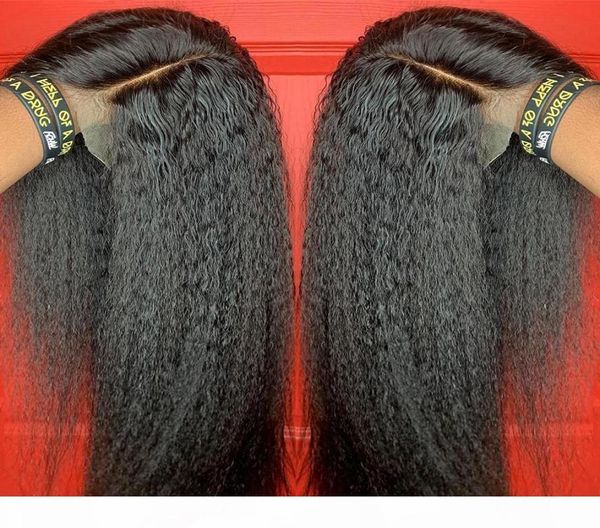 

kinky straight wig 13x4 lace front human hair wigs for women pre plucked with baby hair brazilian remy italian yaki human wig4425071, Black;brown