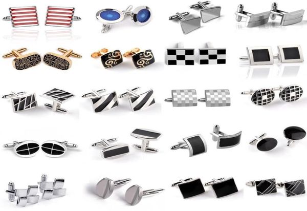 

classical man cuff links designer alloy french enamel woman cufflinks 18k gold plated black silver square circle shirt business su7948738