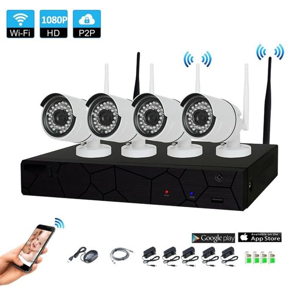 

4ch home wireless cctv security system 1080p nvr 4pcs 20mp ir outdoor p2p wifi ip cctv security camera system surveillance kit3345625