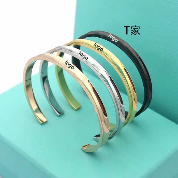 

designer tiffay bracelet pure silver open for men and women lovers valentine's day gift fashion simple personality, Golden;silver