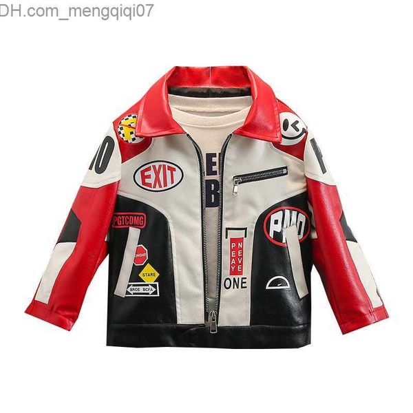 

coat fashionable boys' leather jacket creative hip hop street jacket 1-10 year children's pu motorcycle jacket class clothing z230, Blue;gray