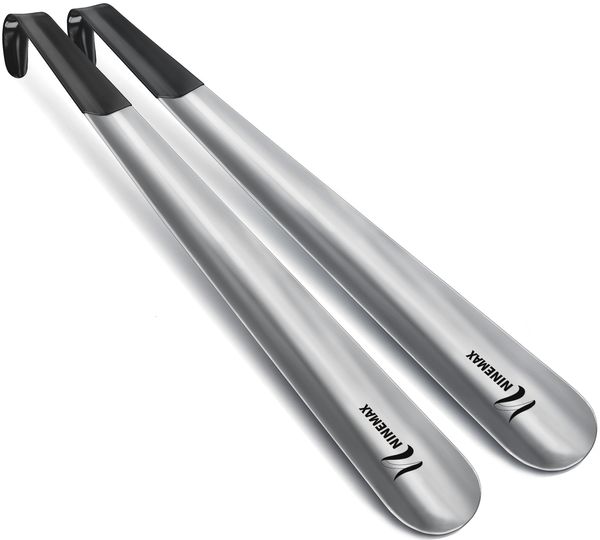 

shoe parts accessories ninemax profession long handle horn stainess steel set of 2 travel sizeshoe with leather cover helper for senior 2307, White;pink