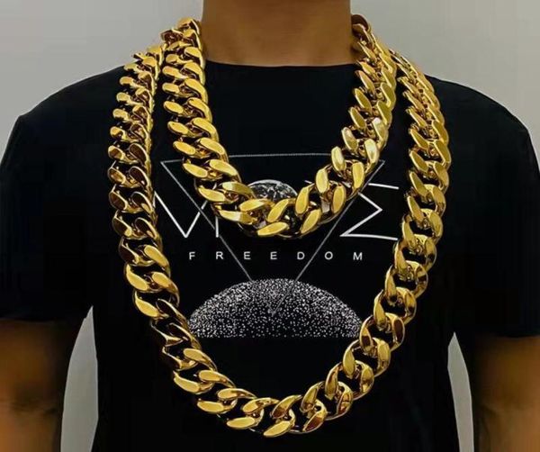

chains width 35mm 45mm personality large chain thick gold necklace men domineering hip hop goth halloween treasure riche jewelry g6969335, Silver