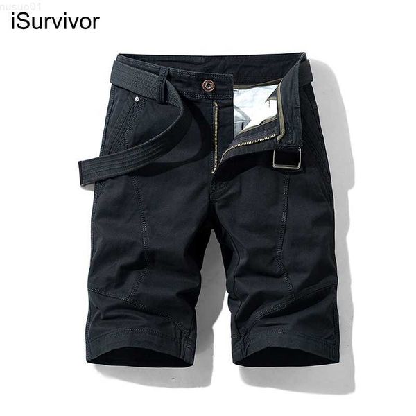 

men's shorts isurvivor 2022 summer men's solid color shorts men's cotton breathable casual trend beach pants men l230719, White;black