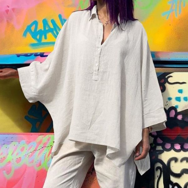 

womens tshirt cotton linen casual bathrobe summer tshirt loose fitting womens retro y2k fashionable street clothing 230718, White