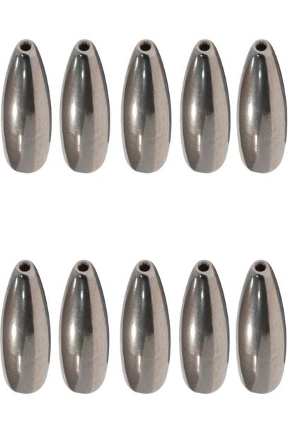 

10pcsbag silver 100 tungsten sinker bullet casting fishing weights tungsten jigs bait rigs fishing flipping worm tackle4063584